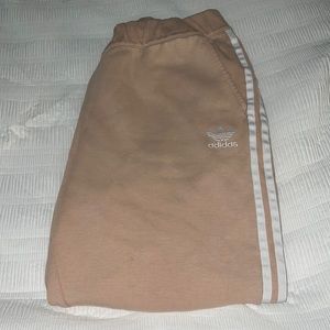 Women's Pink Originals Three Stripe Sweat Pants With Slit Knees / Size L (W)